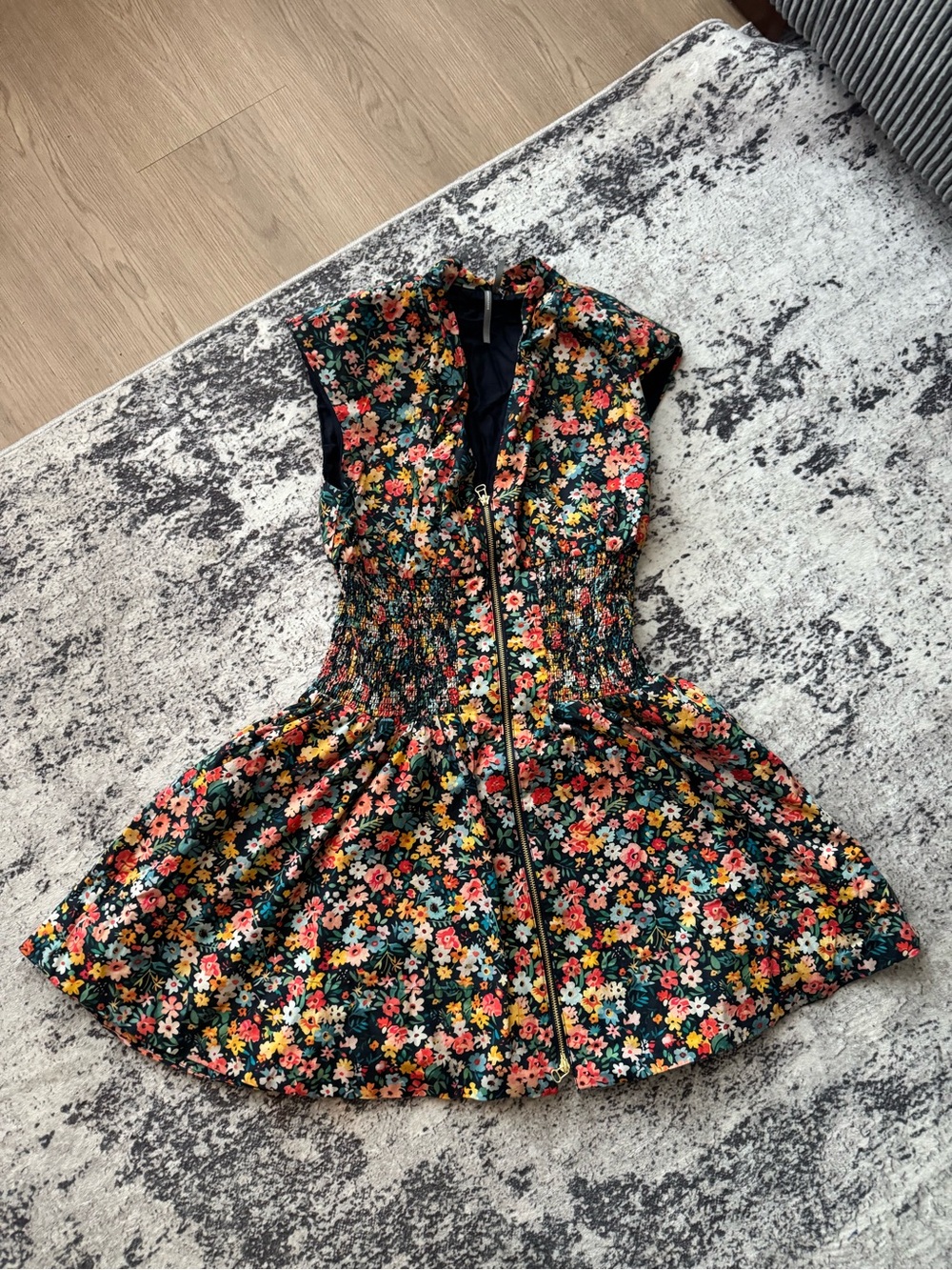 Anthropologie Navy Floral Print Blouse - Picture 3 of 5